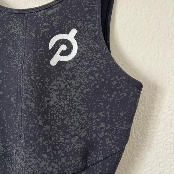 Lululemon Peloton Energetic Edge Reflective Crop Tank Black Gray Paint Splatter - Picture 4 of 6